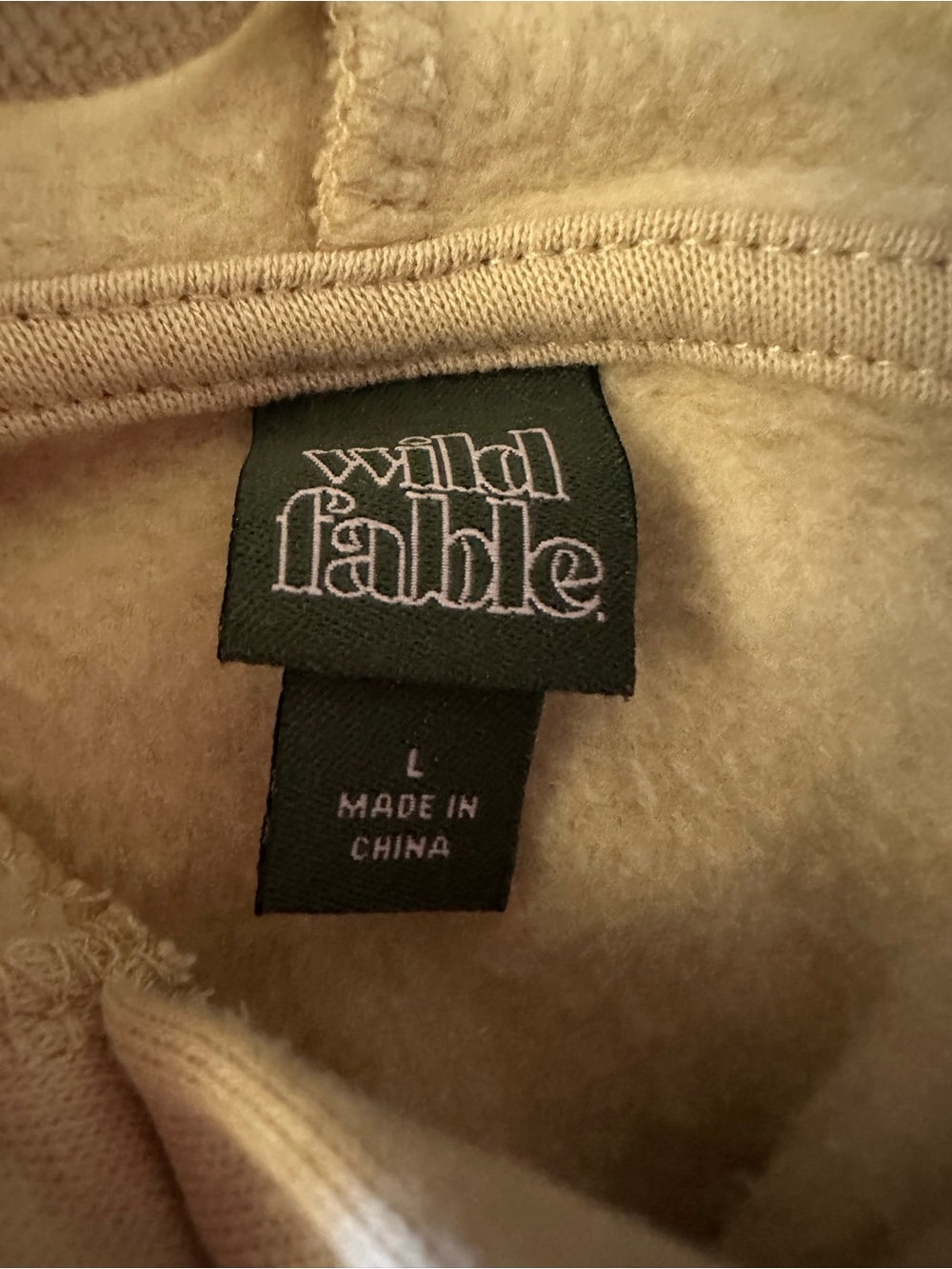 Wild Fable Beige Women's Hooded Pullover Cropped Cotton Sweatshirt L - Picture 4 of 8